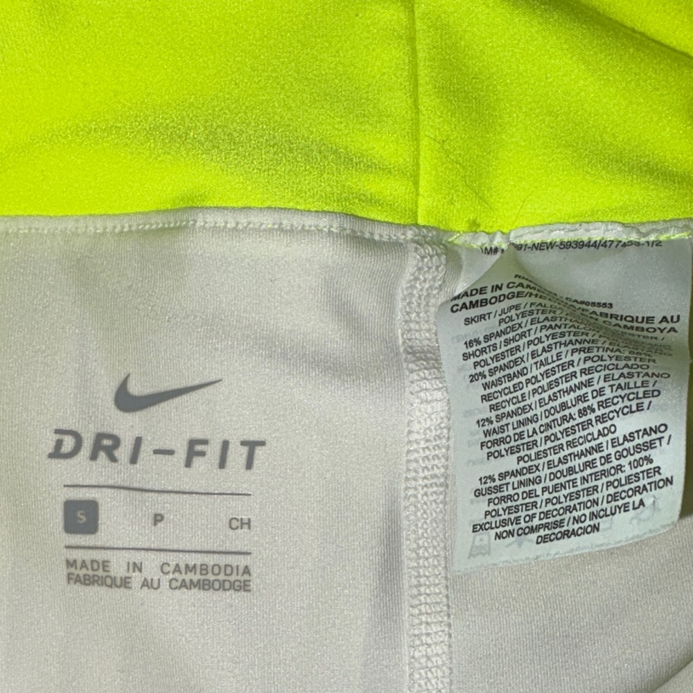 Nike Women's Neon Yellow and White Pleated Skater Skirt - Picture 2 of 6